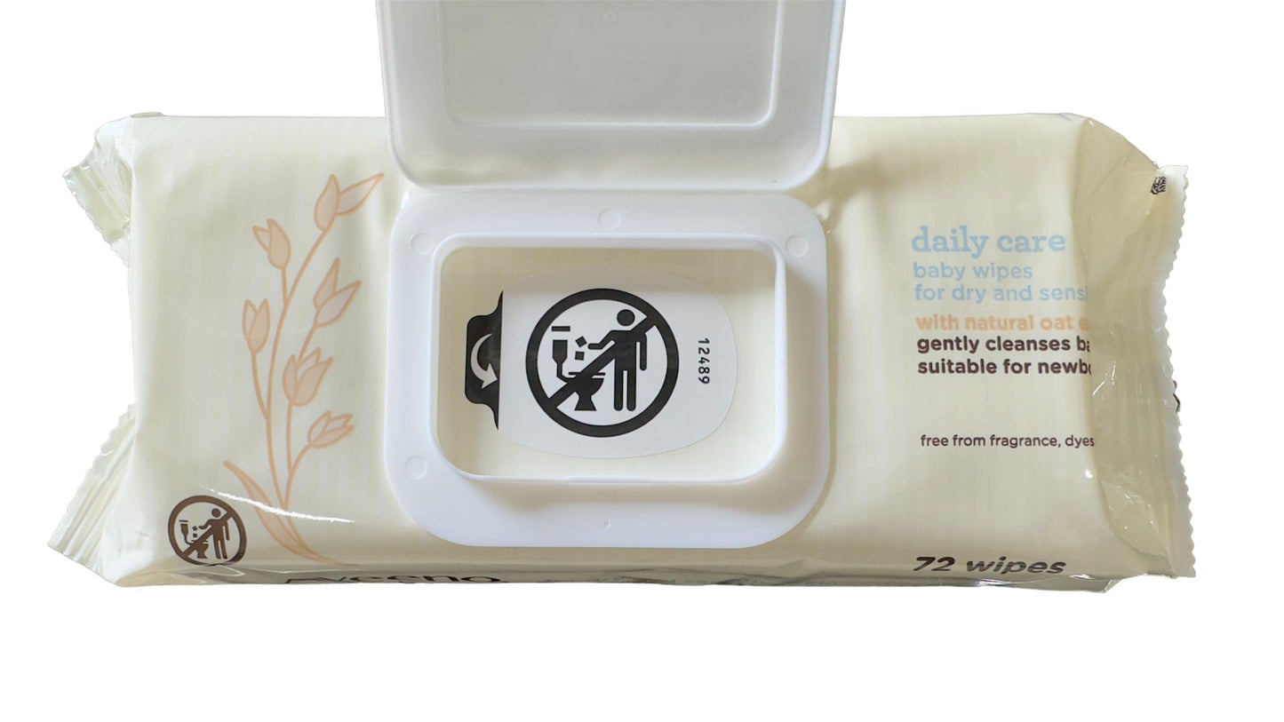 Aveeno Baby Daily Care Wipes - Cleanse Gently And Efficiently - Baby Wipes - Baby Essentials - 72 Wipes, Lid On Each Pack, Pack