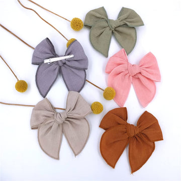 12 Pcs Linen Bow Hair Clips For Baby Girls Hair Bows Alligator Clips Accessories Infants Toddler Kids Hairgrips (Linen Fable Bow