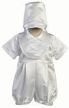 Boy'S Christening Romper With Bonnet - Size Xl (18 Month) White