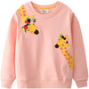 Giraffe Sweatshirt Girls Long Sleeve Crewneck Pullover Toddler Animal Shirts Kids Winter Warm Sweater Tops 6T