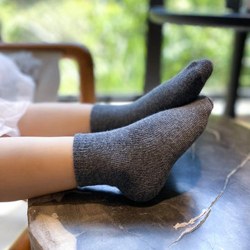 Jakidar 12 Pairs Baby Socks Cotton Crew Toddler Socks Grips Non Slip Bottom Kids Socks, Black Gray White 12-24Months