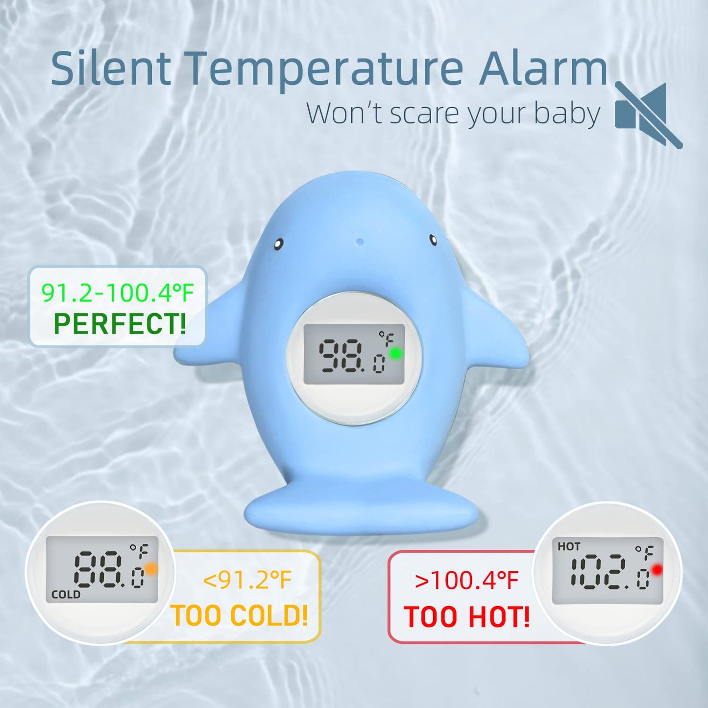 Baby Bath Tub Thermometer - Bathtub Water Thermometer With Room Temperature - Safety Floating Whale Bathtub Toy - New Upgraded M