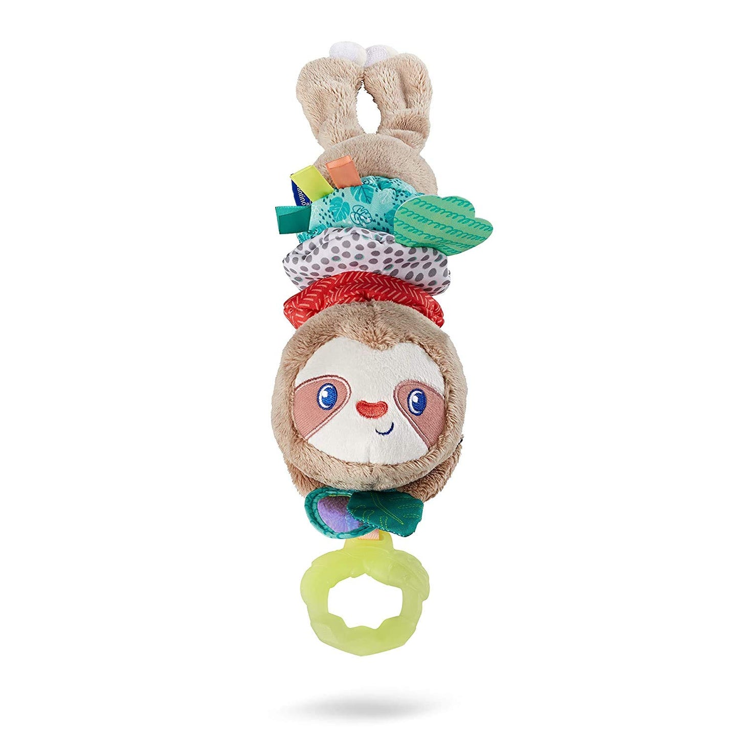 Infantino Music & Motion Pulldown Sloth - Musical plush sloth with multi-textured teether for tactile exploration, easily attach