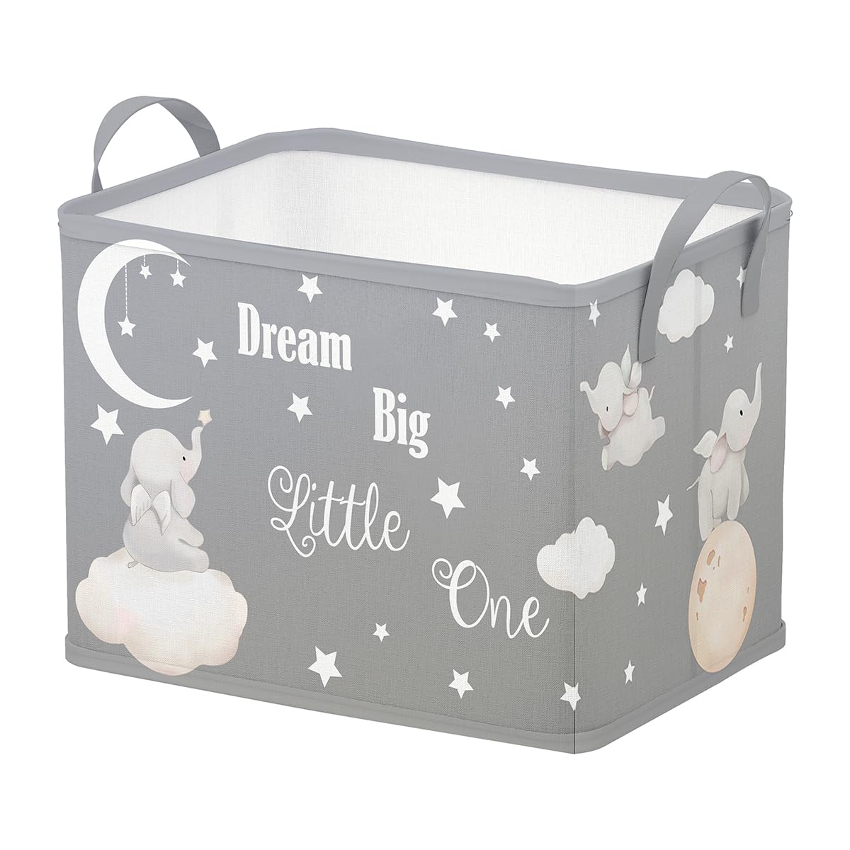 Runtoo Elephant Animal Nursery Decor Baby Basket Dream Big Little One Baby Shower Decorations Gift Basket Toddler Toy Box Laundr