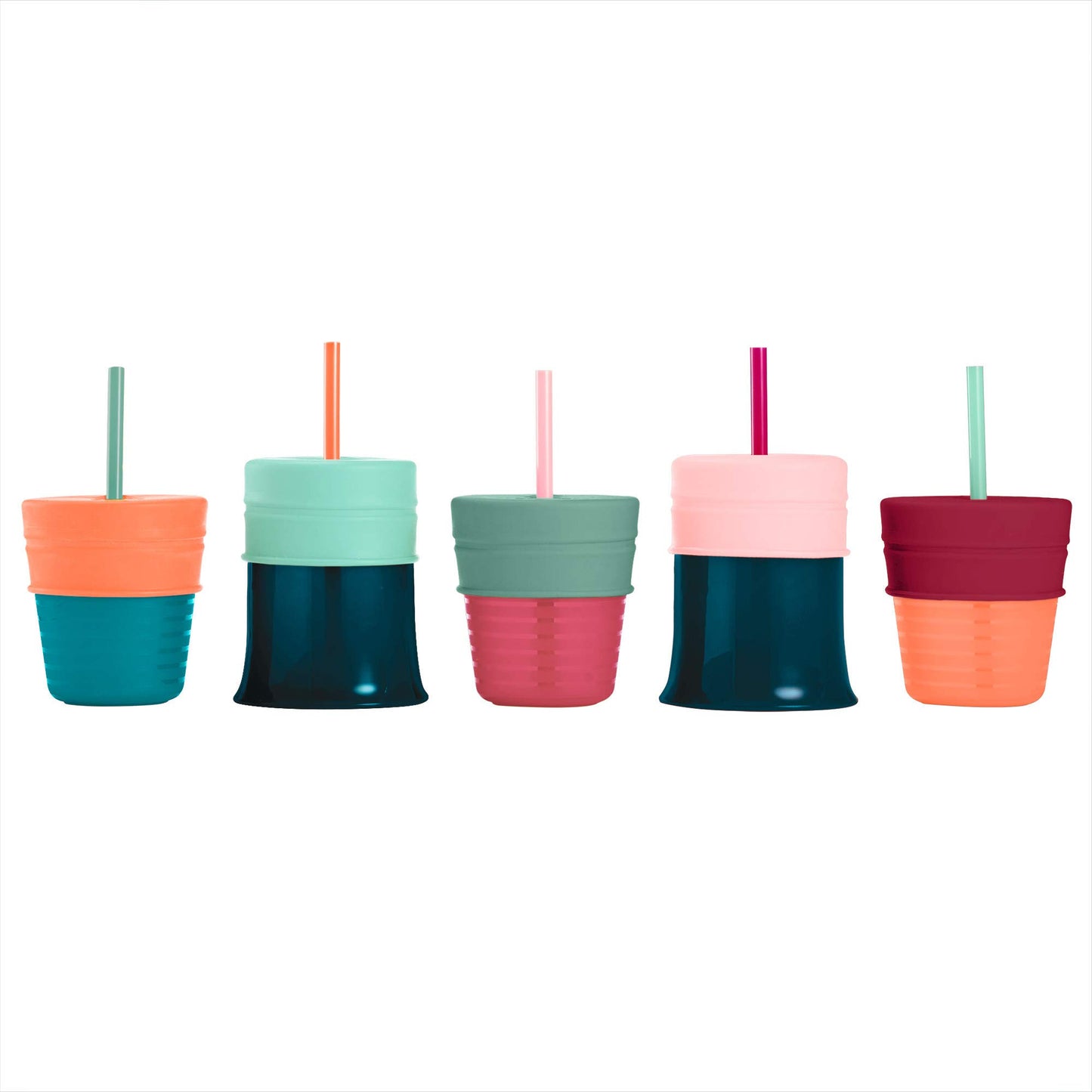 Boon Snug Silicone Sippy Cup Lids And Straws - Includes 3 Lids And 3 Straws - Convert Any Kids Cups Or Toddler Cups Into Straw S