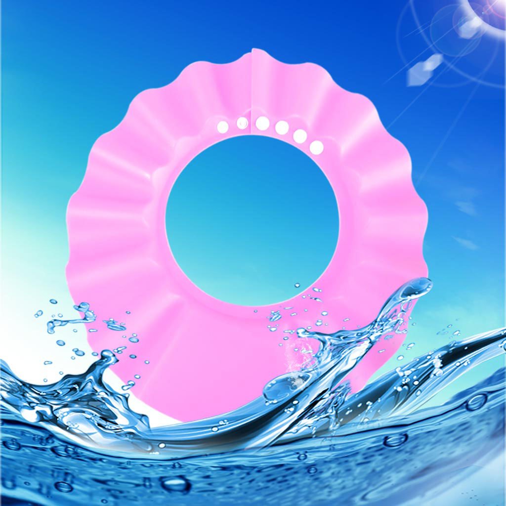 Hooyee Safe Shampoo Shower Bathing Protection Bath Cap Soft Adjustable Visor Hat For Toddler, Baby, Kids, Children (Pink)