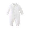 Pureborn Newborn Unisex Baby Boys Girls Spring Fall Romper Jumpsuit - Solid White Long Sleeve Jumpsuit Clothes For Christening B