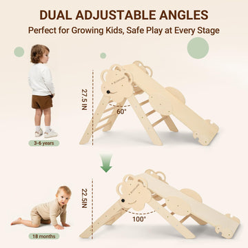 Cosyland Pikler Triangle Set 8 In 1, Foldable Pickler Climbing Set Wooden Montessori Climbing Gym Set, Large Indoor Climbing Toy