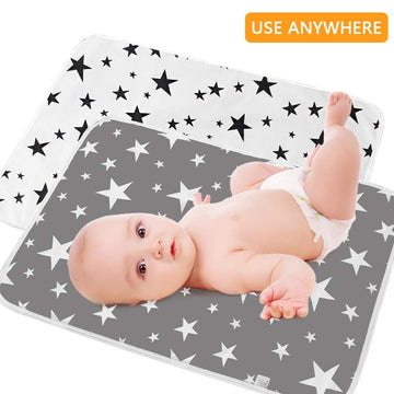 2 Packs Baby Diaper Changing Pad Maveek 19.7'' X 27.6'' Waterproof Changing Mat Portable Diaper Pad Travel Changing Mat Foldable