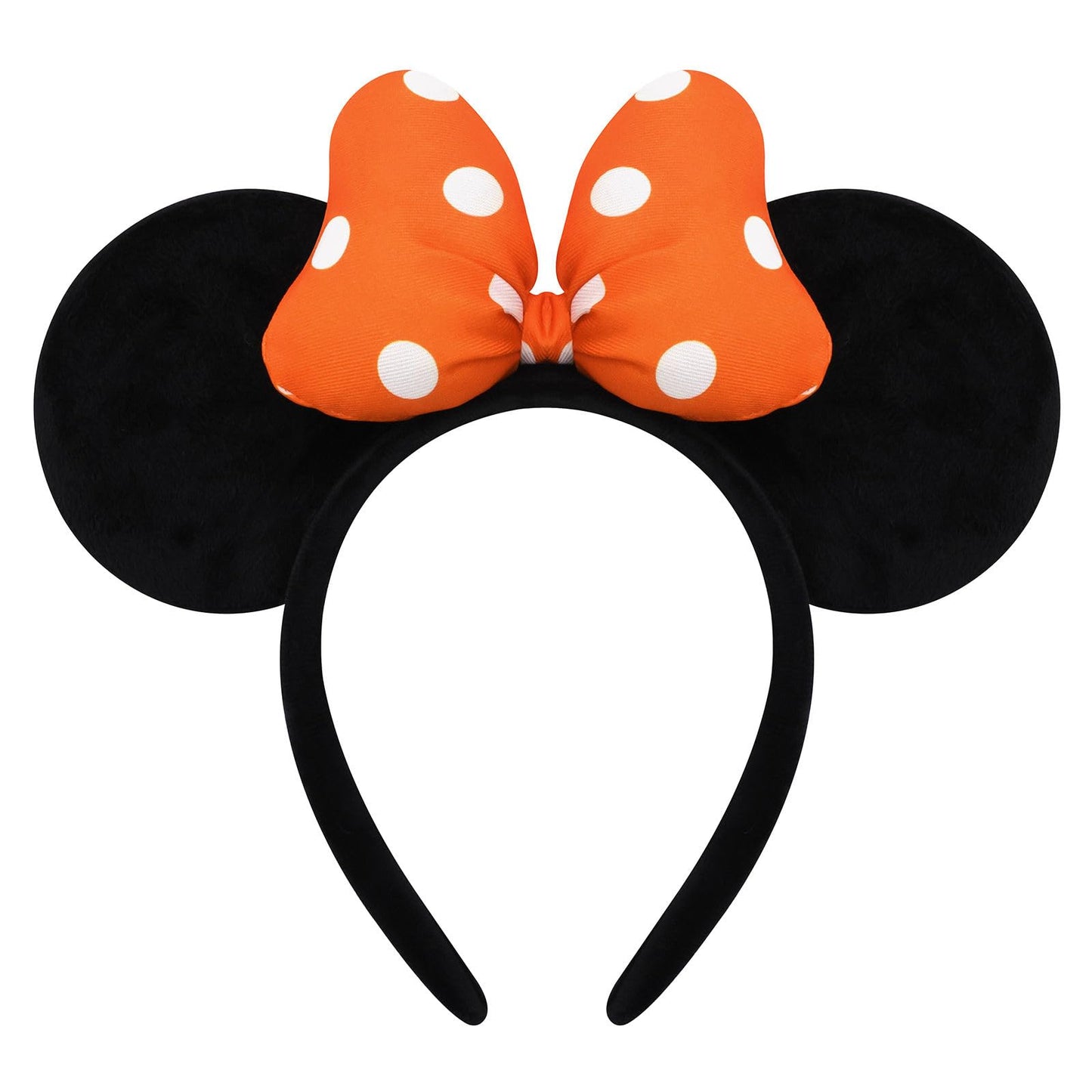 ODOCARE Handmade Mouse Ears Headband for Women and Girls, Polka Dot Bow Mouse Ears Costume Accessories(Orange-White Dots)