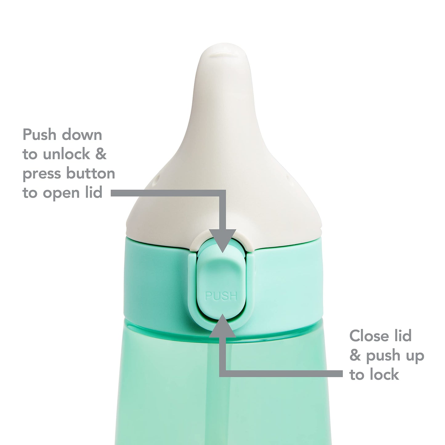 Munchkin Flip N Lock Elephant Toddler Straw Cup, 12 Ounce, Mint