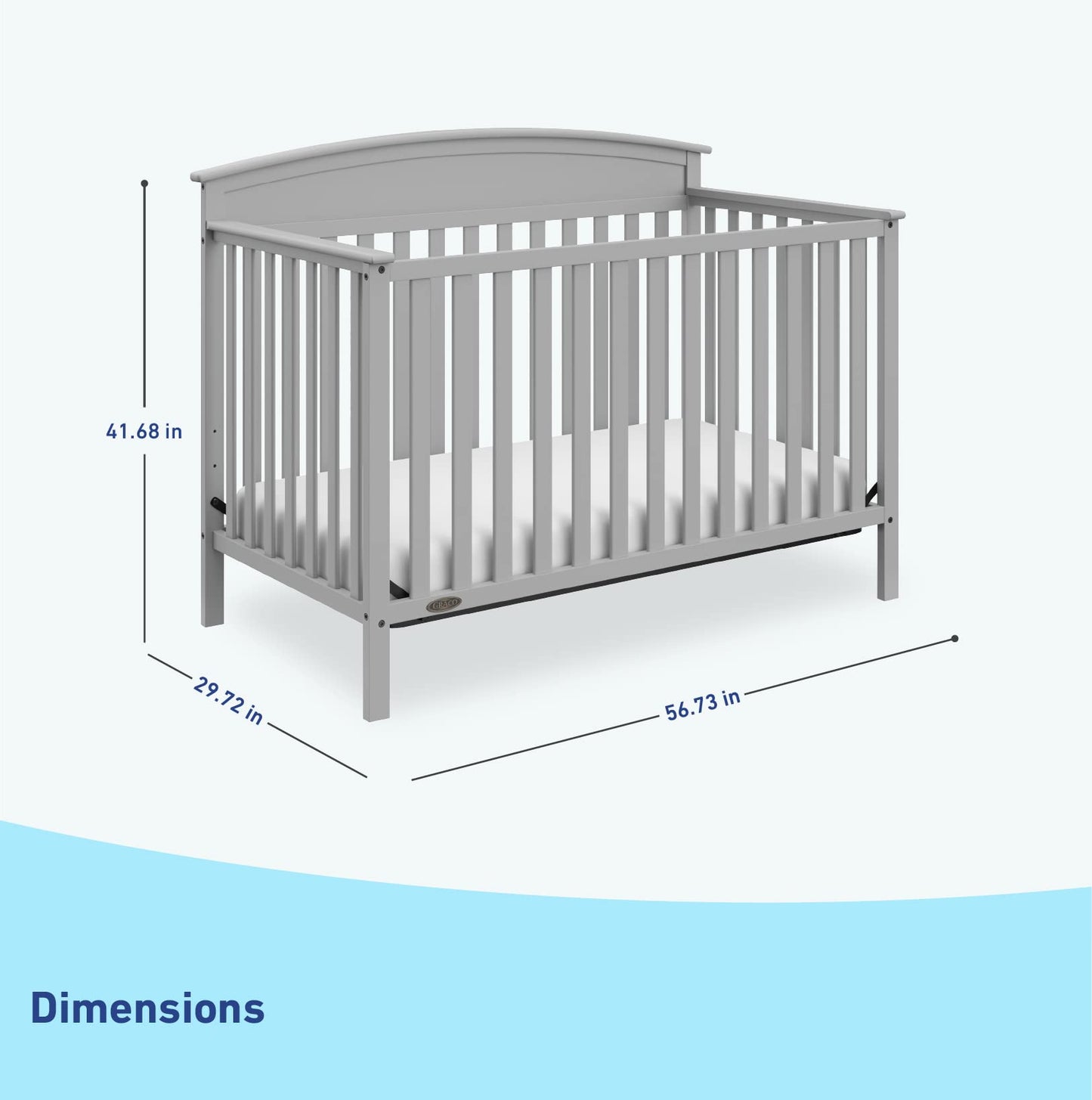 Graco Benton 5-In-1 Convertible Crib (Pebble Gray) - Greenguard Gold Certified, Converts From Baby Crib To Toddler Bed, Daybed A