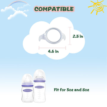 Baby Bottle Handles Compatible For Lansinoh Bottles, Feeding Bottles Holder Accessories, White, Pack Of 4
