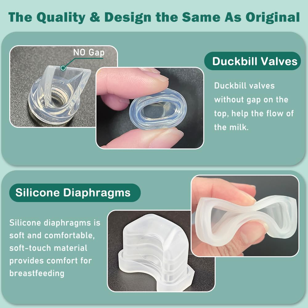 4Pcs Duckbill Valves And 2Pcs Diaphragm Compatible With Mommed S21/S18,Tsrete S21, Missaa S18/S21,Mumgaroo S21,Nicegreen Life S2