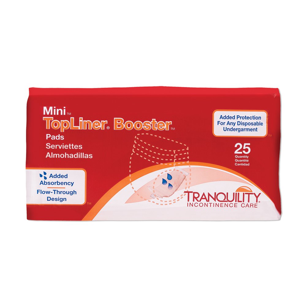 Tranquility Topliner Disposable Booster Pads With Adhesive Strip, Secure Placement, Extra Absorption, Odor Control, Stackable, M