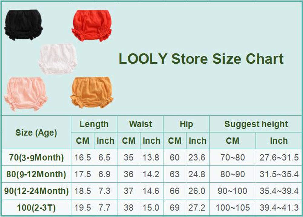 Looly Newborn Toddler Kids Cotton Linen Ruffle Bloomer Shorts Diaper Cover 0-2T(100,A-Black)