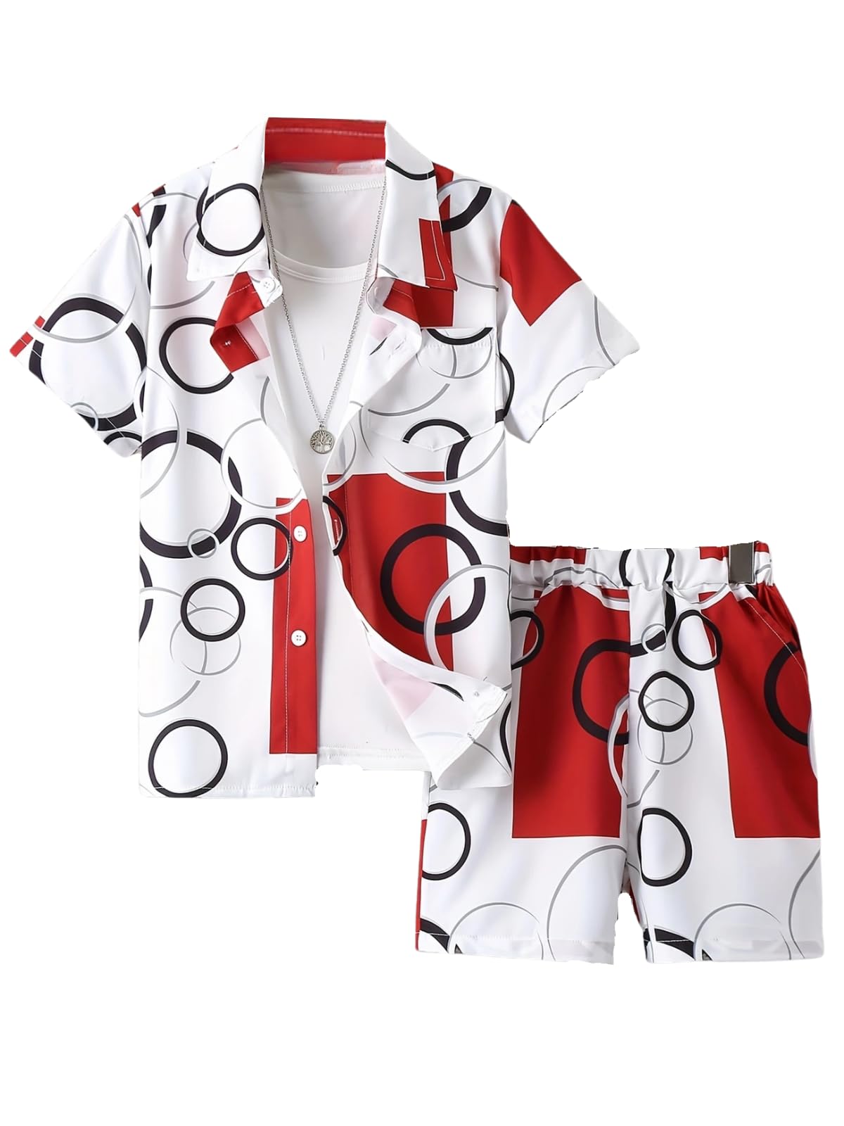 MAFIA OX Boys Short Sleeve Shirt & Shorts Clothing Set | Summer Special Regular Fit Collared Shirt with Front Button & Chest Poc