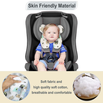 Vocheer Baby Travel Pillow(Upgraded), Head And Neck Support Pillow For Pushchair, Car Seat,Stroller S For 0-36 Months(Bear)