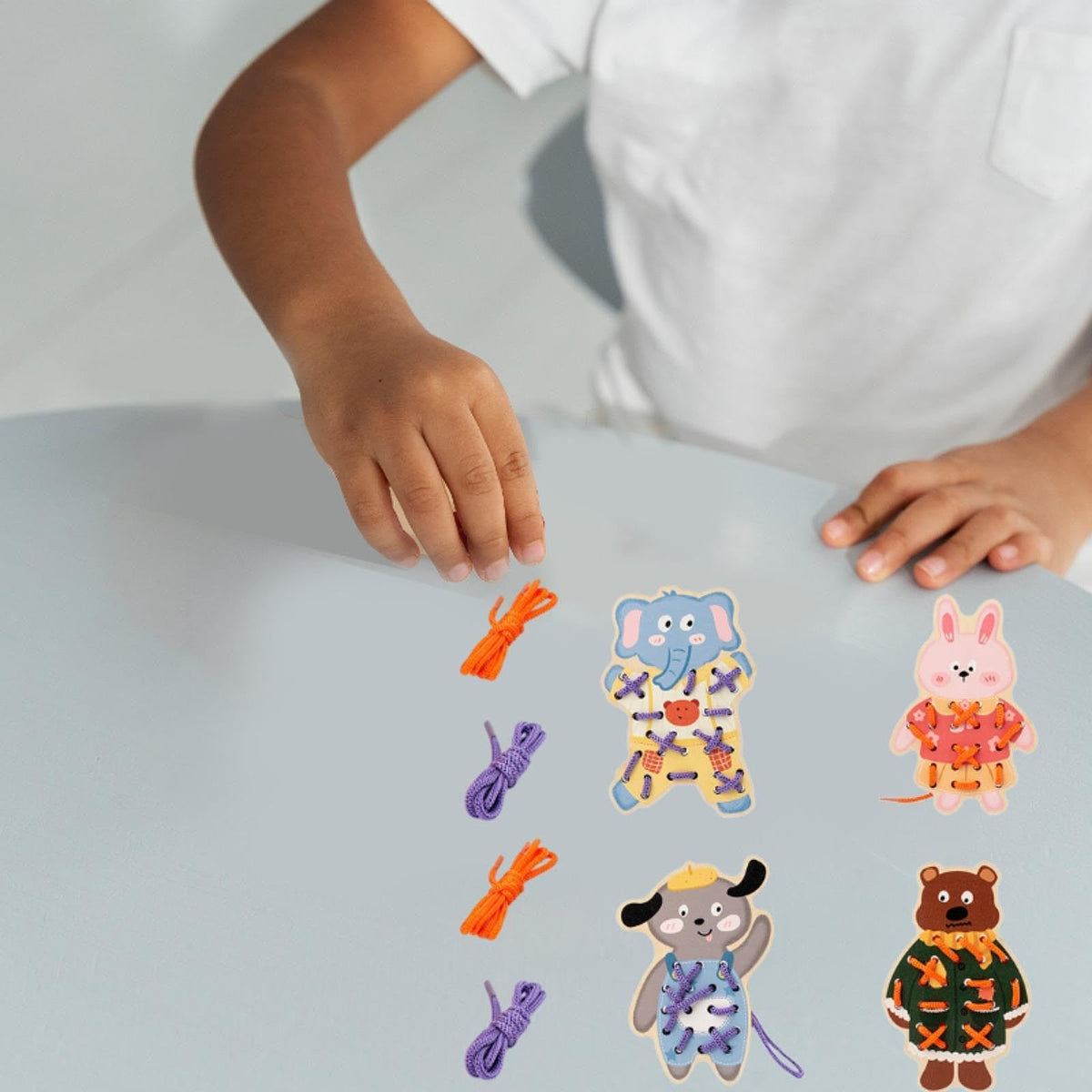 ATORSE Wooden Animal Lacing Toy Learning Sewing Educational for Kids Children Gifts Animals|Baby | Toys for Baby | Developmental