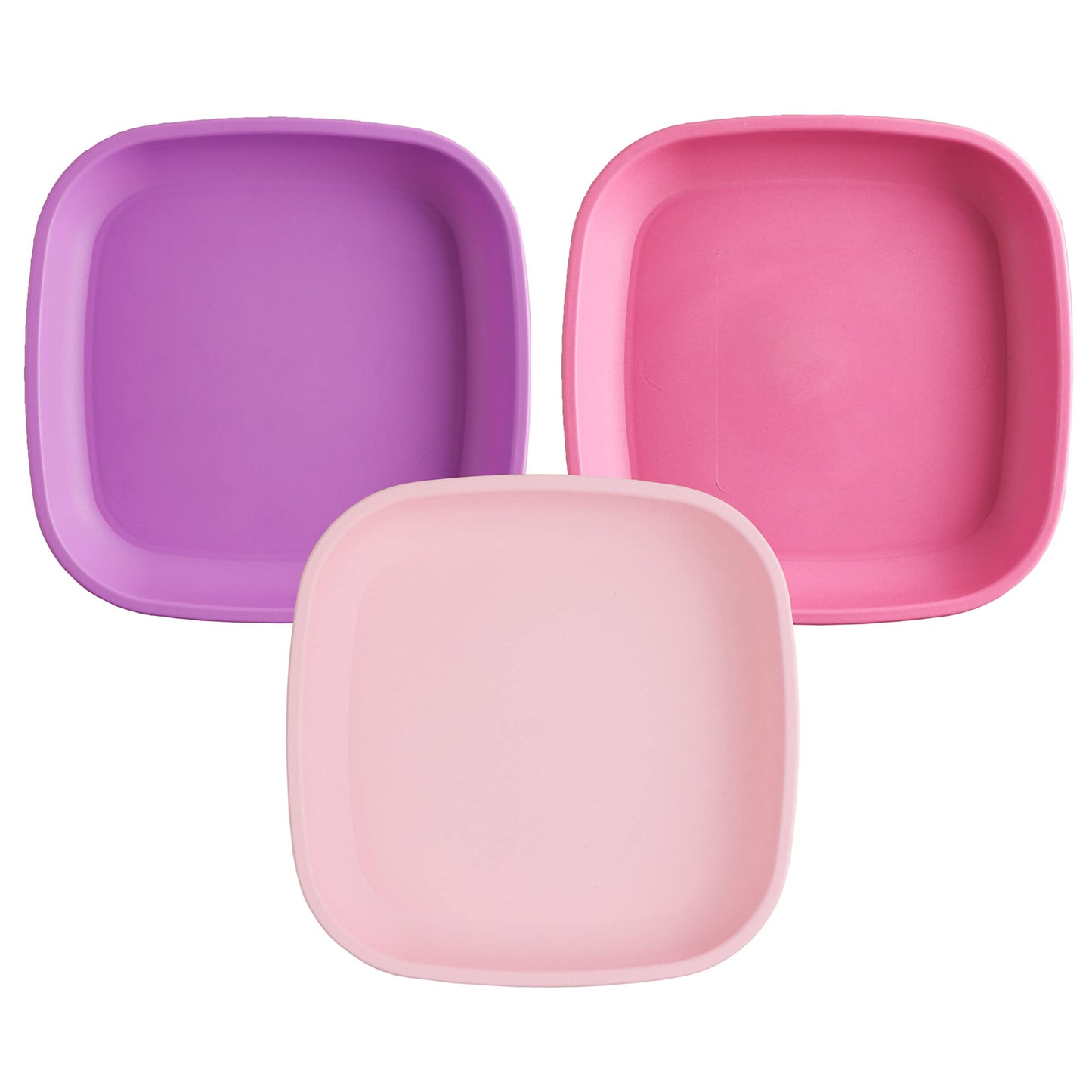 Re-Play Made in USA 7 Toddler Plates, Set of 3 with Lid - 22 Oz. Deep-Walled and Stackable Plastic Plates, Dishwasher and Microw