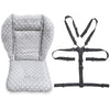 Twoworld Baby High Chair Seat Cushion Liner Mat Pad Cover Resistant And High Chair Straps (5 Point Harness) 1 Suit (Fashion Gray