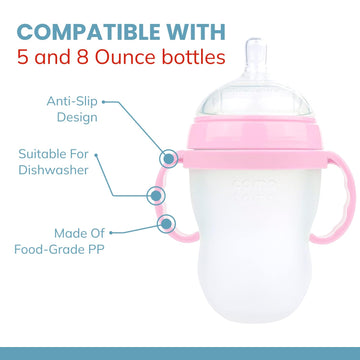 Baby Bottle Handle Grip For Comotomo 5 Ounce And 8 Ounce Silicone Bottles, 3 Pack, Green, Avent Glass Bottles 8 Oz