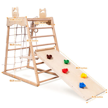 Ascism Jungle Gym Indoor (8 In 1) Wooden Indoor Playground, Toddler Wooden Climbing Toys, Montessori Playset, Gym With Slide, Cl