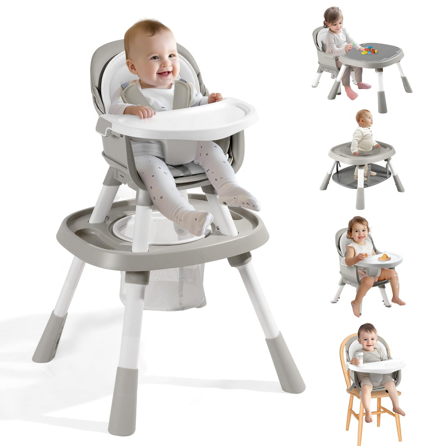9-in-1 High Chairs for Babies and Toddlers, Convertible Baby High Chair, Kids Table & Chair Set, Building Block Table, Activity