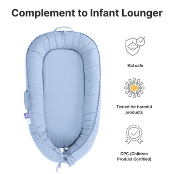 Infant Lounger Cover, 100% Organic Cotton, Newborn Essentials, Baby Gifts | Cover Only (Baby Blue)