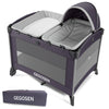 GEGOSEN Portable Baby Playard 4 in 1 Design, Foldable Baby Playpen with Removable Bassinet, Canopy and Changing Table, Infant Pl
