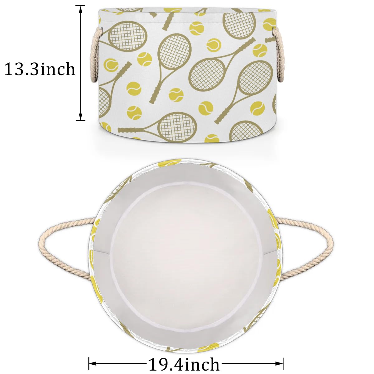 Pardick Large Round Storage Basket Sports Tennis Collapsible Circle Storage Bin Laundry Hamper With Handle For Kids Boy Girls To