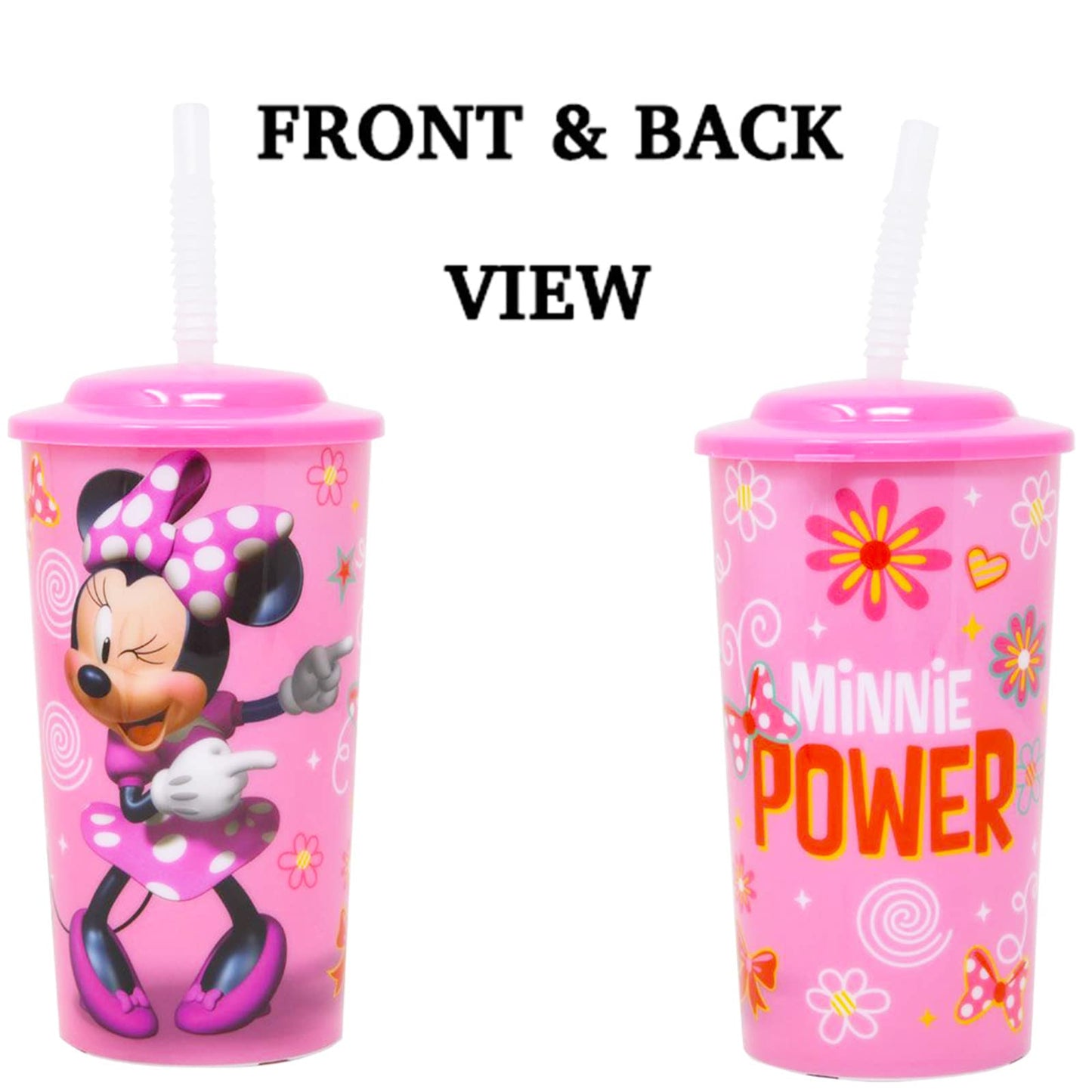 Disney Minnie Mouse Sippy Cup Set - 6 Pack Minnie Tumbler With Straw Bundle With Mickey Stickers And Princess Door Hanger (Minni