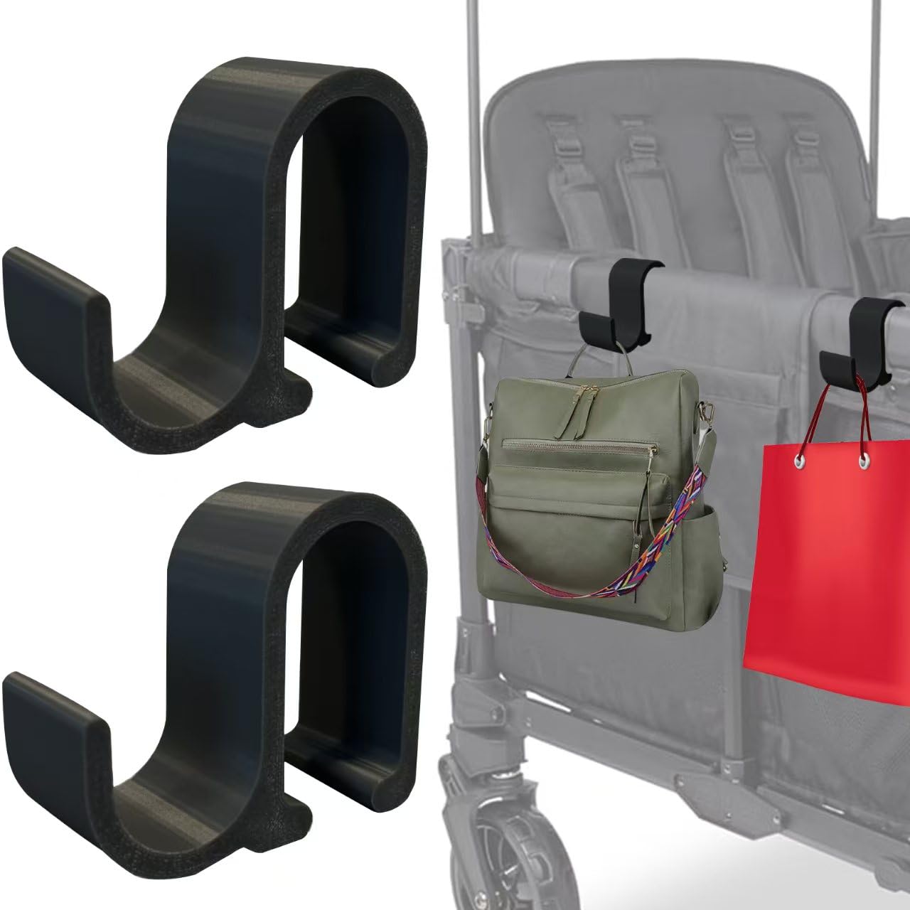 TZYWFZ Multipurpose Side Hook Compatible with Wonderfold Wagon - 2 Pack,Expands Side Space | 50 LBS Capacity | Stroller Wagon Ac
