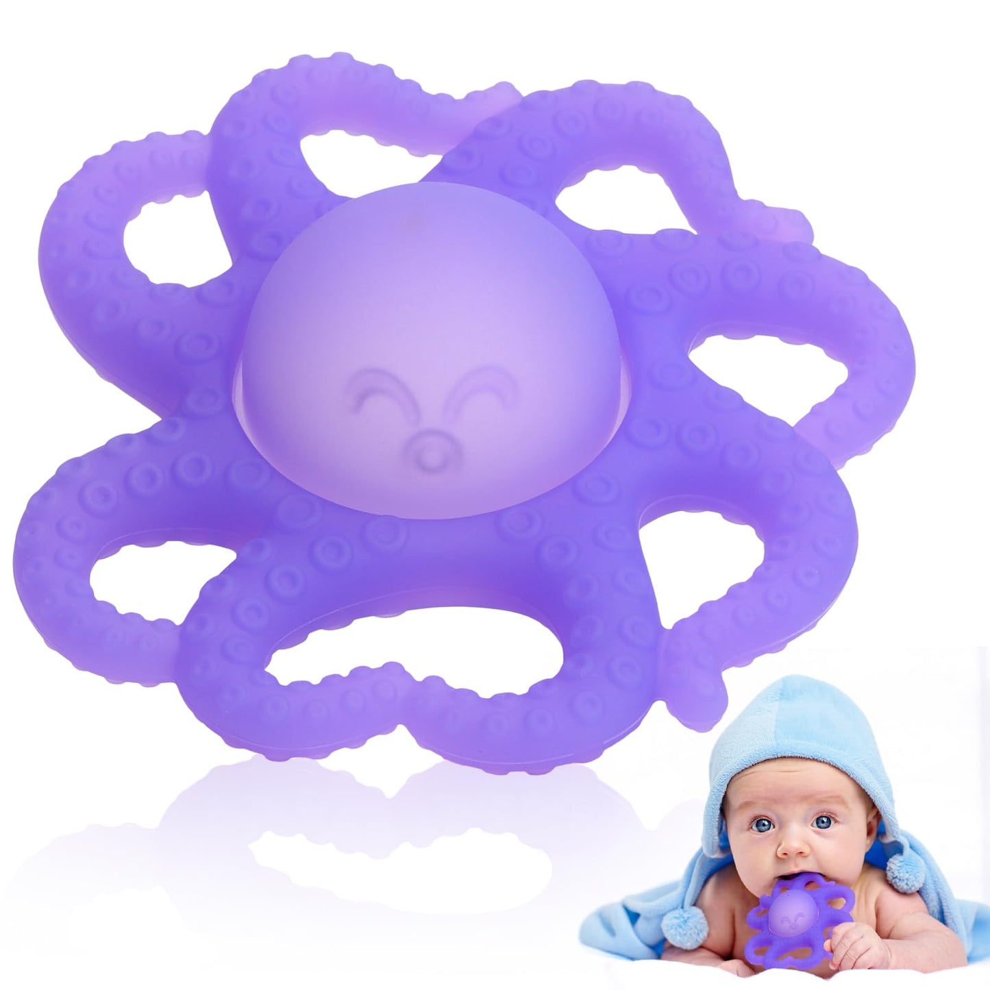 Baby Teething Toys 3-6 Months, Octopus Baby Teethers 6-12 Months, Silicone Teether Toy for Infants Relief 0-12 Months, BPA-Free