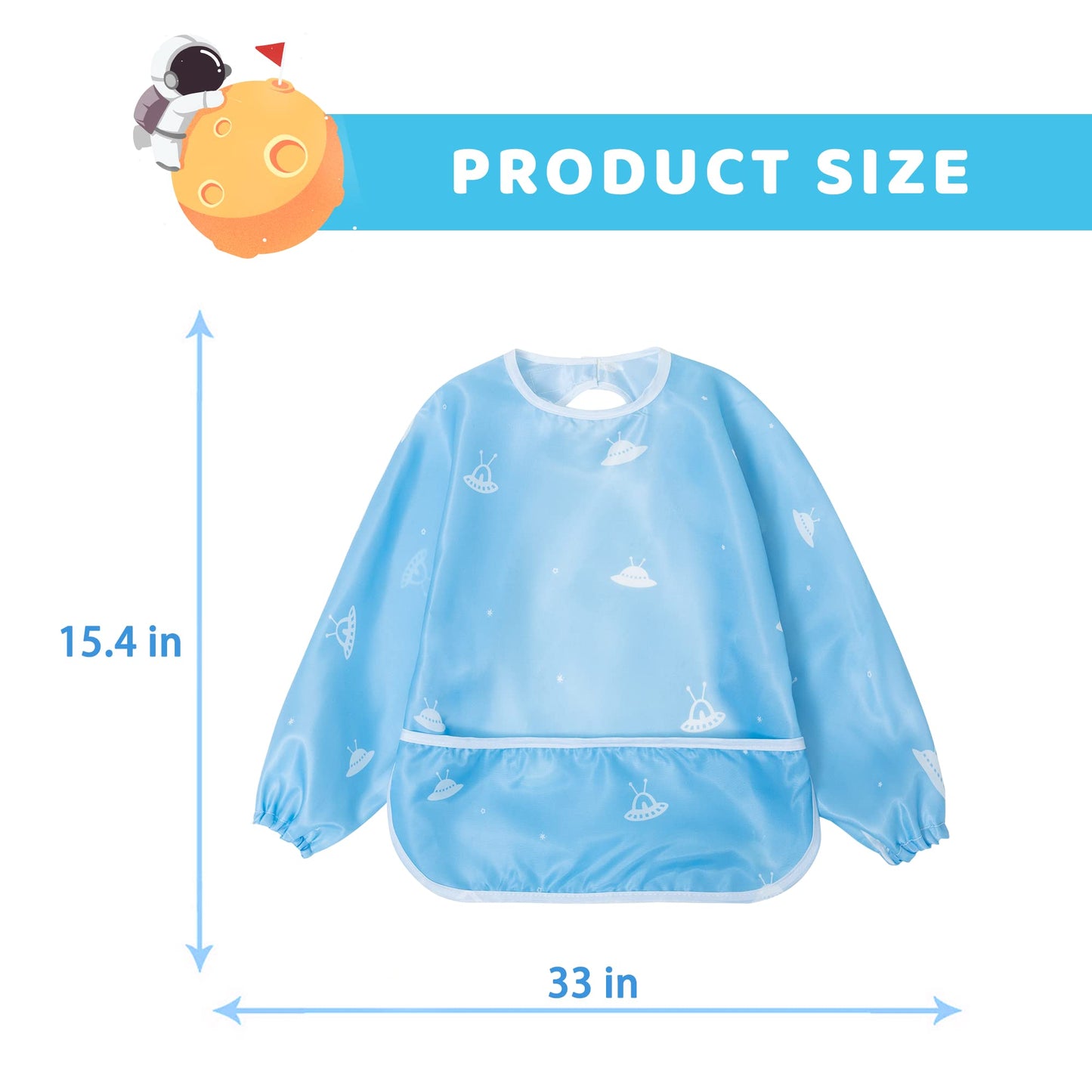 Little Dimsum Mess-Proof Baby Bibs|Infant Toddler Long Sleeve Waterproof Feeding Art Smock|Catching Food & Wipe Clean|Pack Of 2