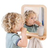 Montessori Wooden and Acrylic Wall Mirror with Hooks for Toddlers - Entryway Mirror with Hooks and Shelf Organizer Self-Care Sta