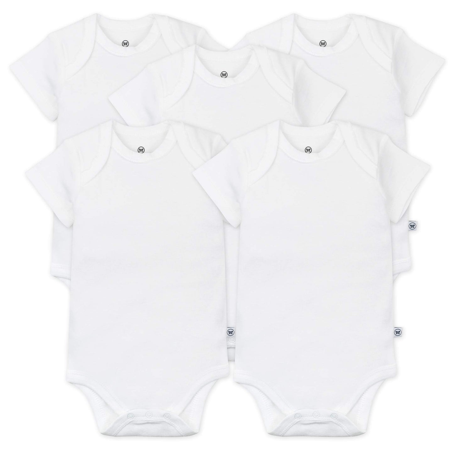 Honestbaby Unisex Baby Organic Cotton Short Sleeve Bodysuits Multipack And Toddler T Shirt Set, 5 Pack Bright White, 12 Months U