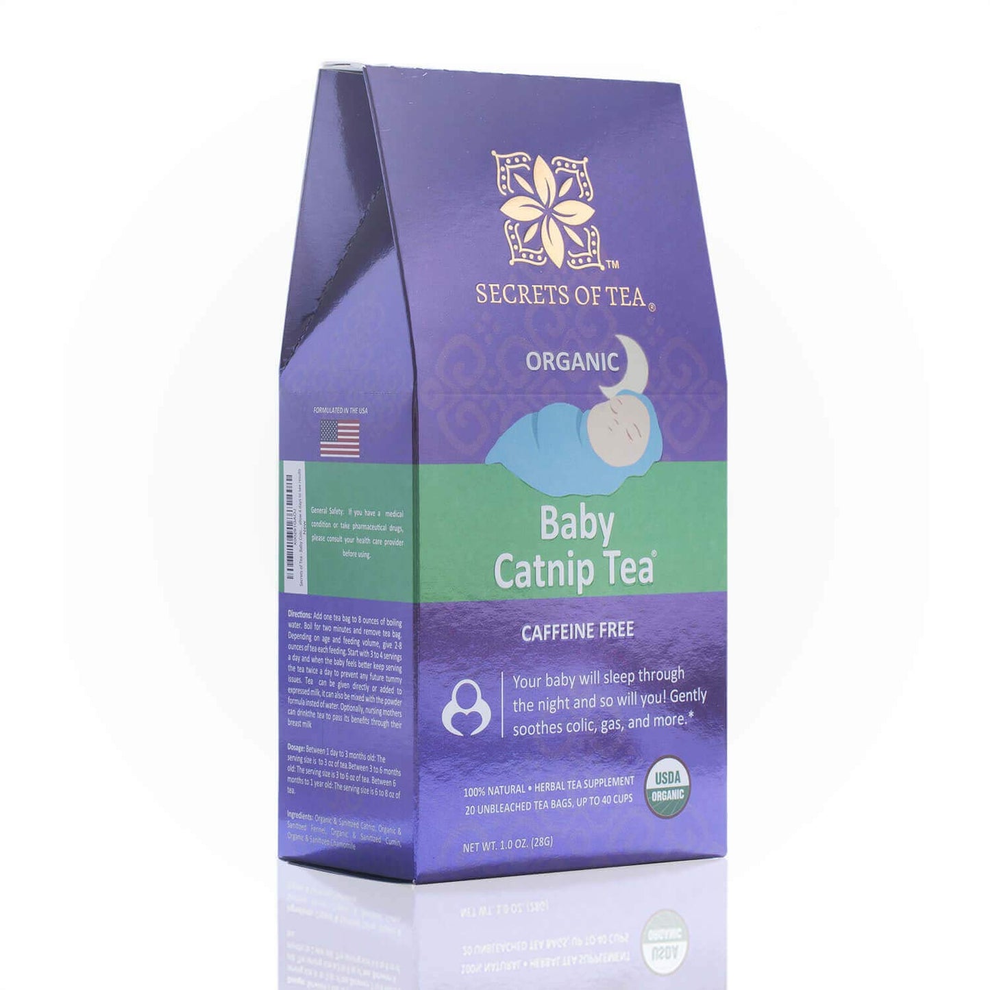 Secrets Of Tea Catnip Colic Tea Colic Reliever, Gas, Acid Reflux Relief - Natural Usda Organic Caffeine Free Herbal Colic Tea Fo