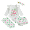 Beqeuewll Baby Girl St Patricks Outfit Letter Print Long Sleeve Romper Tutu Skirt Headband Set Newborn Baby Girls Clothe (Colorf