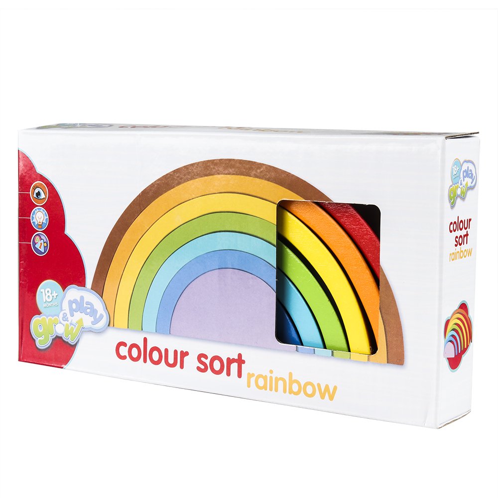 Coogam Wooden Rainbow Stacker Nesting Puzzle Blocks - Tunnel Stacking Game Building Creative Color Shape Matching Jigsaw Learnin
