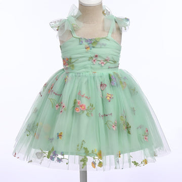 Idopip Baby Girls Floral Butterfly Tutu Dress Summer Sleeveless Backless Princess Birthday Party Dresses Toddler Little Girl Com