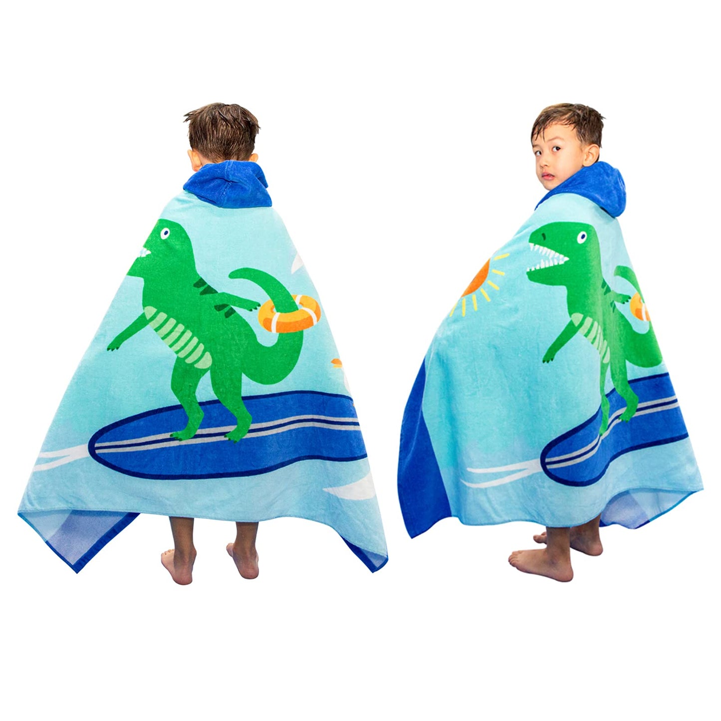Bangsaur Kids Hooded Beach Bath Towels, 100% Cotton 50'X30' Wrap Towel, Toddlers Boys 3-12 Years Coverup Towel Surfing T-Rex