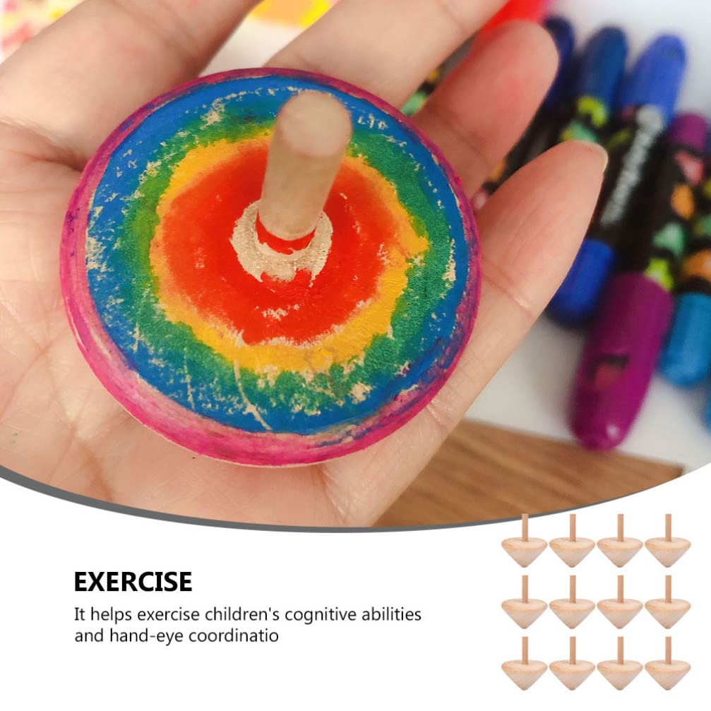 Nuobesty Wooden Spinning Top Unfinished Wood Tops Craft Gyroscopes For Diy Kids Children Toy Party Favor New Year 12Pcs