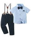 Disaur Baby Boy Clothes Suits,Toddler Dress Short Shirt With Bowtie + Suspender Pants Outfit Sets Gentleman Wedding 1-5 Years (B