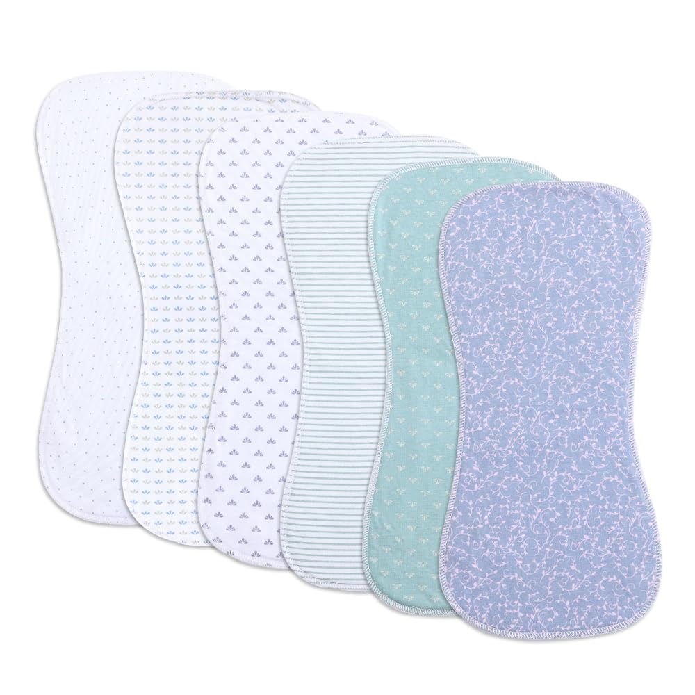 Gelisite 6 Pack Cotton Baby Burp Cloths Extra Absorbent Soft for Baby Boys and Girls (Pink-fte)