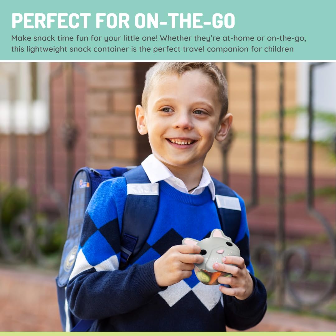 Melii Animal Snack Containers With Lids - Food Storage For Toddlers And Kids - Bulldog