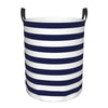Pevtufa Navy Blue And White Stripes Foldable Laundry Basket Organizer,Fabric Clothes Toy Storage Basket Nursery Hamper Storage B