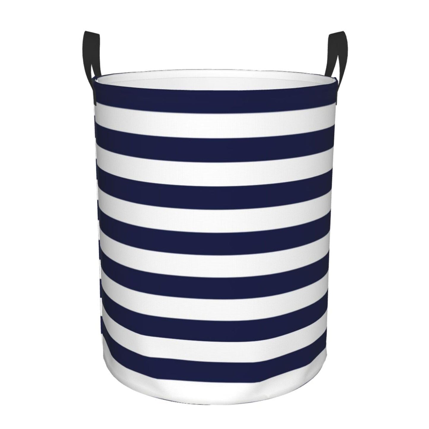 Pevtufa Navy Blue And White Stripes Foldable Laundry Basket Organizer,Fabric Clothes Toy Storage Basket Nursery Hamper Storage B