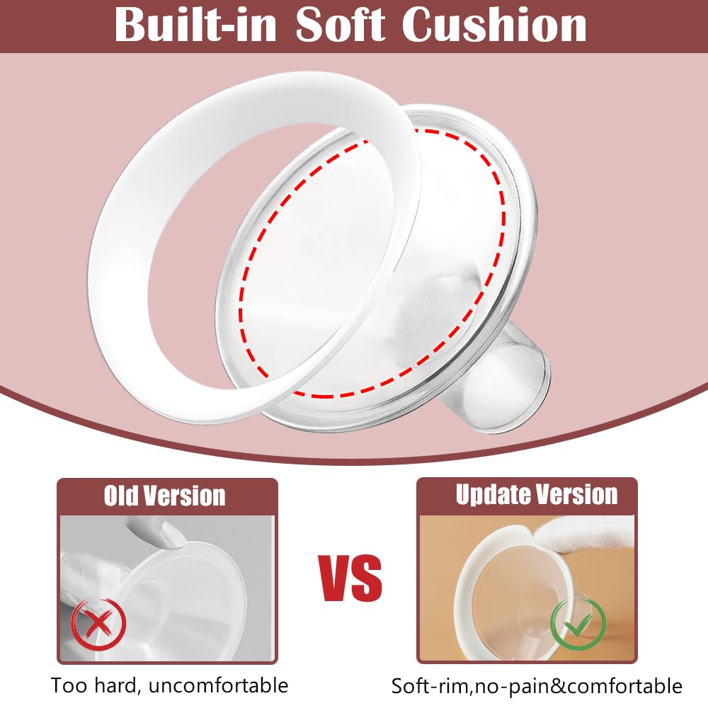 2 Packs 17Mm Flange Set, Updated Soft Rim Shield And Wide Mouth Base Connector Pump Parts For Spectra S2 Spectra S1 9 Plus Breas