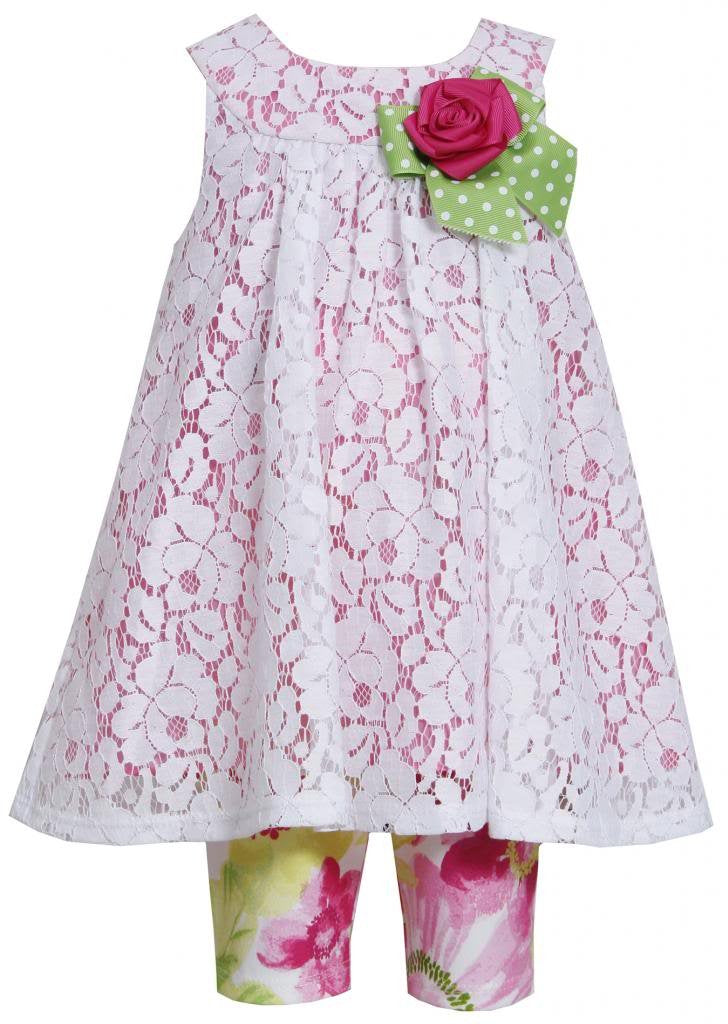 Bonnie Baby Baby Girls' Newborn Lace Top To Printed Floral Legging, Pink, 3-6 Months